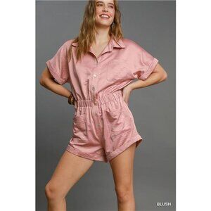 Umgee Button Down Charmeuse Romper
